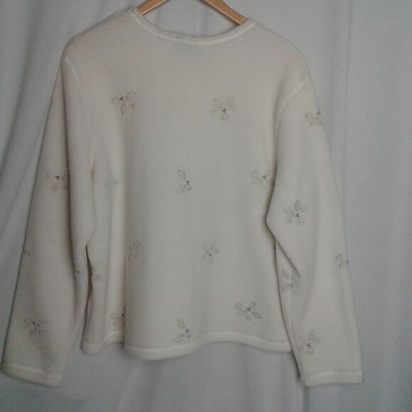 Vintage C&B Sport Croft and Barrow Womens L Zip Up Winter Christmas Fleece Holly - Picture 5 of 5